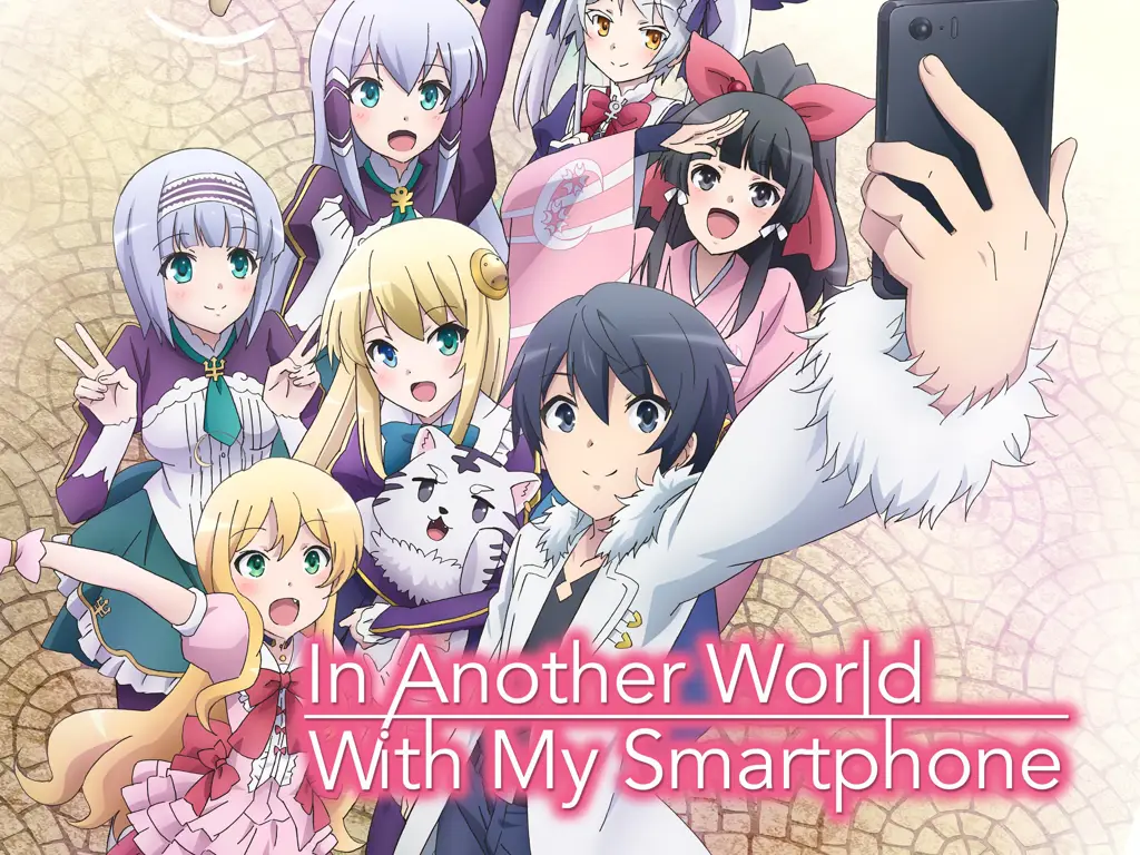 Menonton Anime di Smartphone Seseorang menonton anime di handphonenya