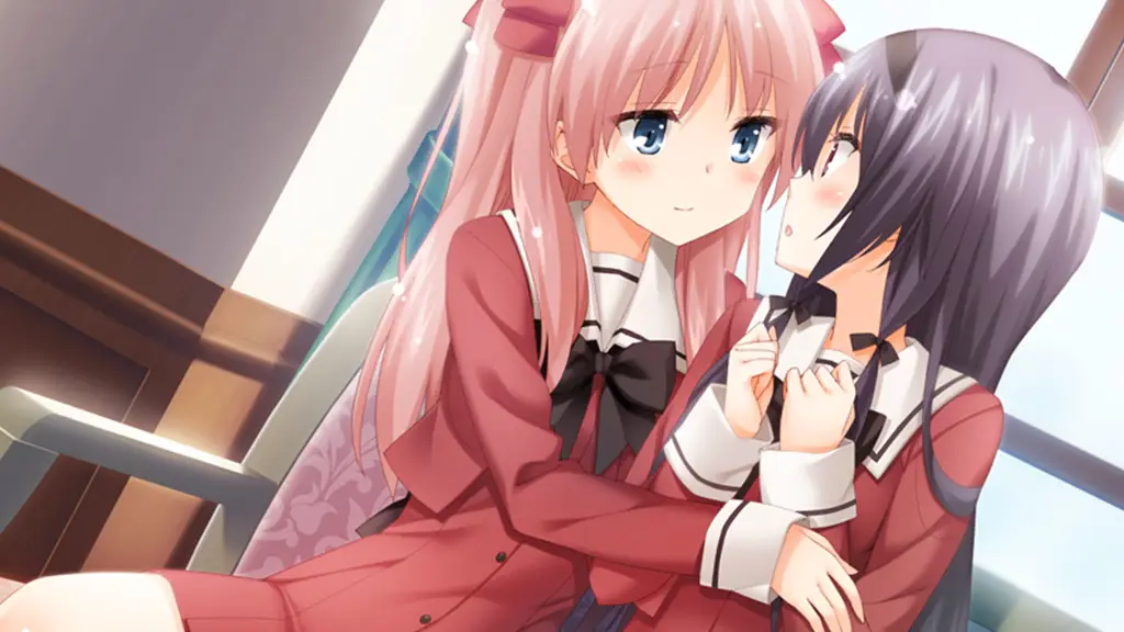 Adegan ciuman antar karakter wanita dalam anime Dua gadis anime sedang berciuman