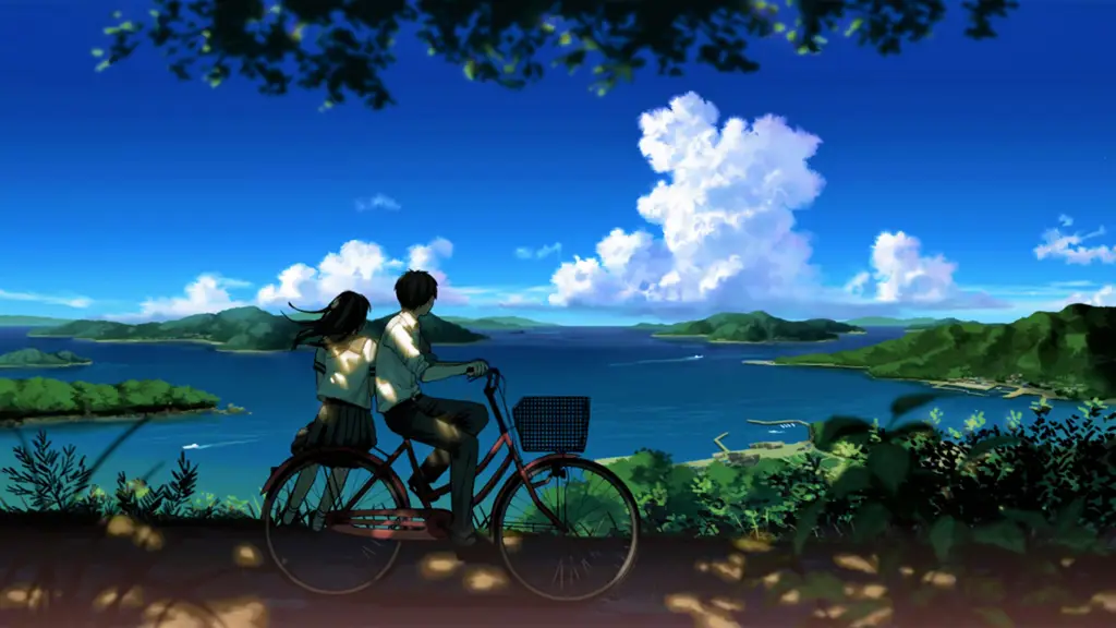 Suasana Romantis dalam Anime Pemandangan matahari terbenam yang indah sebagai latar belakang adegan romantis anime