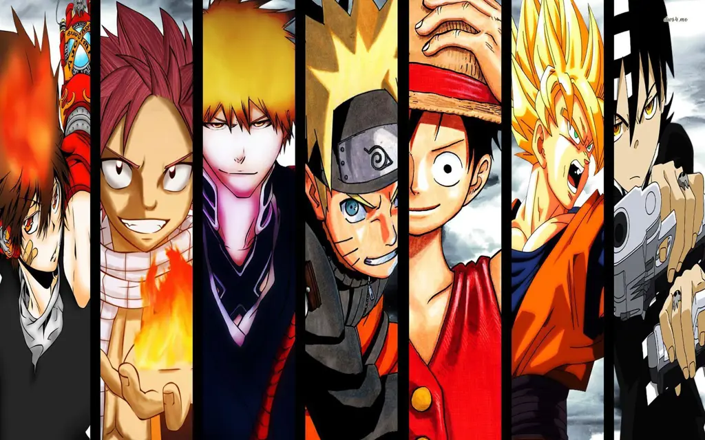 Karakter Anime Favorit Berbagai karakter anime dengan ekspresi yang menarik